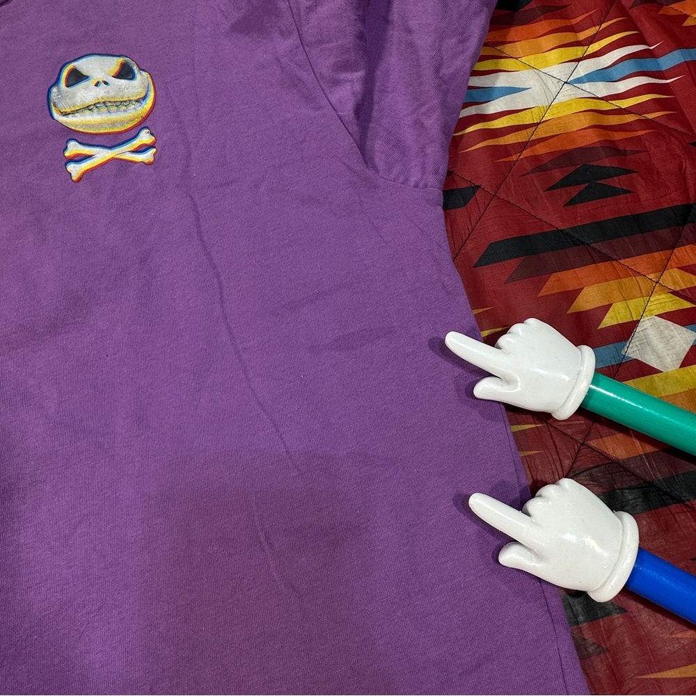 Disney Jack Skellington Holographic Effect Purple Long Sleeve Shirt Adult Large - Picture 6 of 10